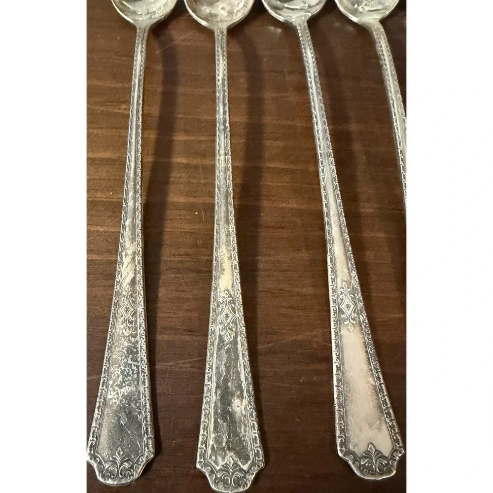 5 Wm A Rogers Berkeley 1929 Silverplate Iced Tea Parfait Spoons 7 3/8